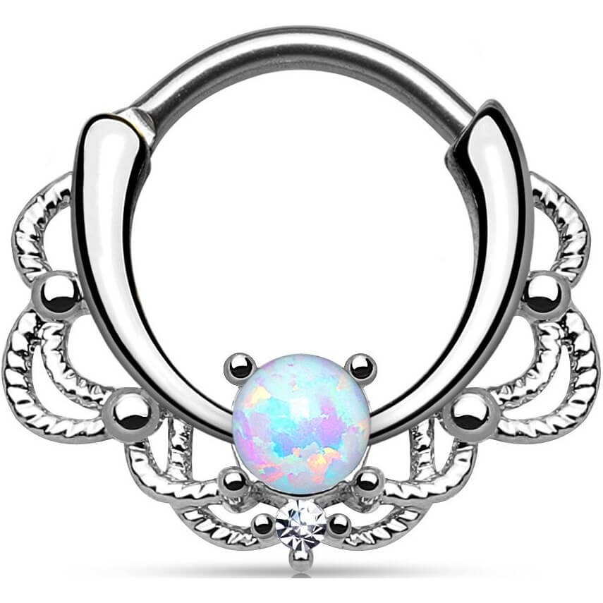 Piercing Septum Clicker argento con opale Clicker