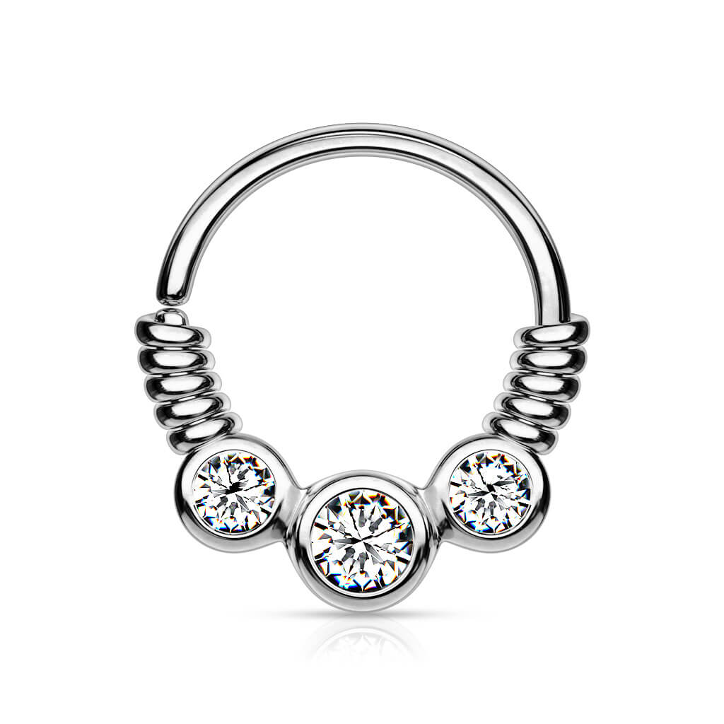 Anillo 3 Circonita alambre en espiral Flexible