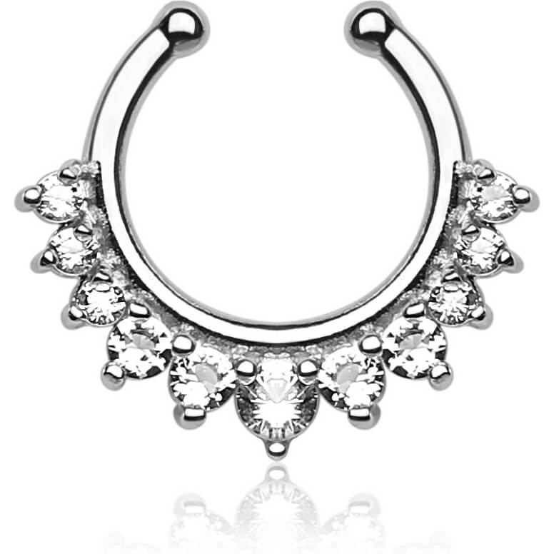 Faux Piercing au nez Septum 11 Zircone Pliable