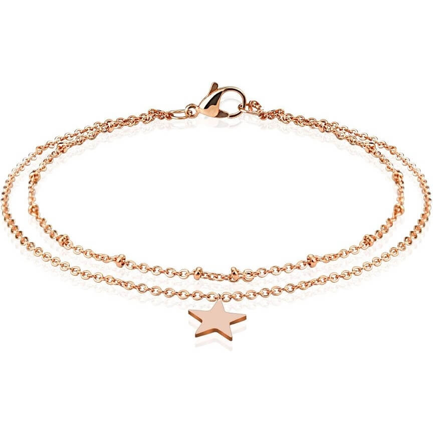 Cadena doble con estrella de oro rosa