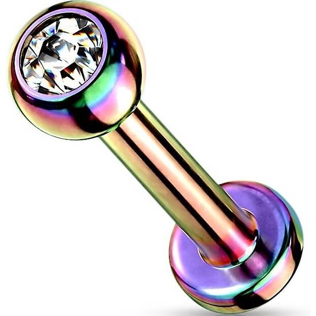 Titane Labret Bille Zircone Filetage Interne