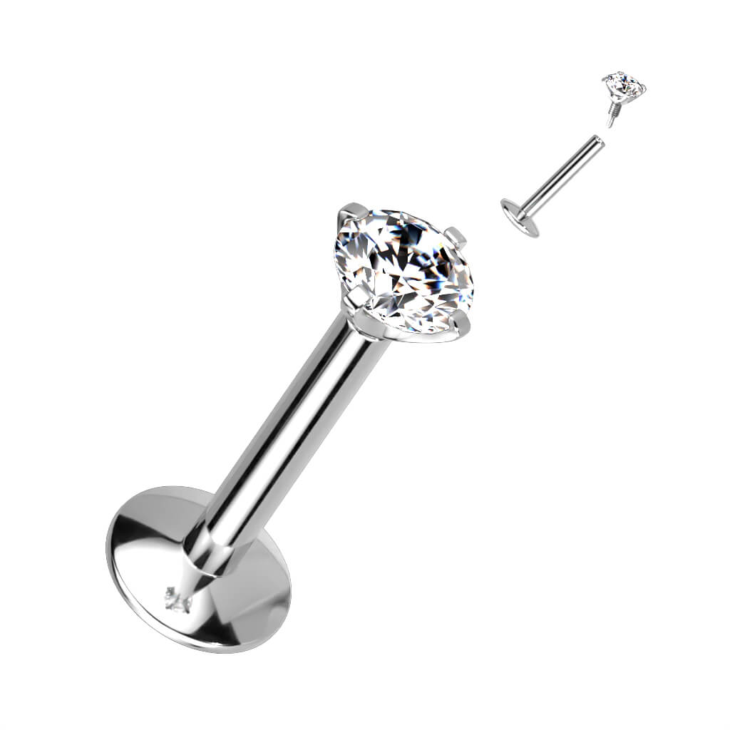 Titane Labret Zircone Filetage Interne