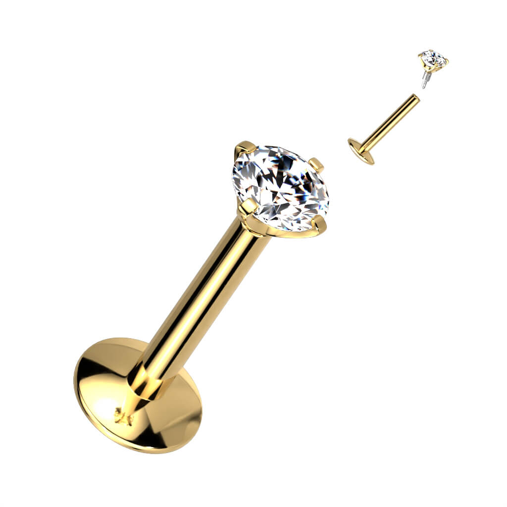 Titane Labret Zircone Filetage Interne