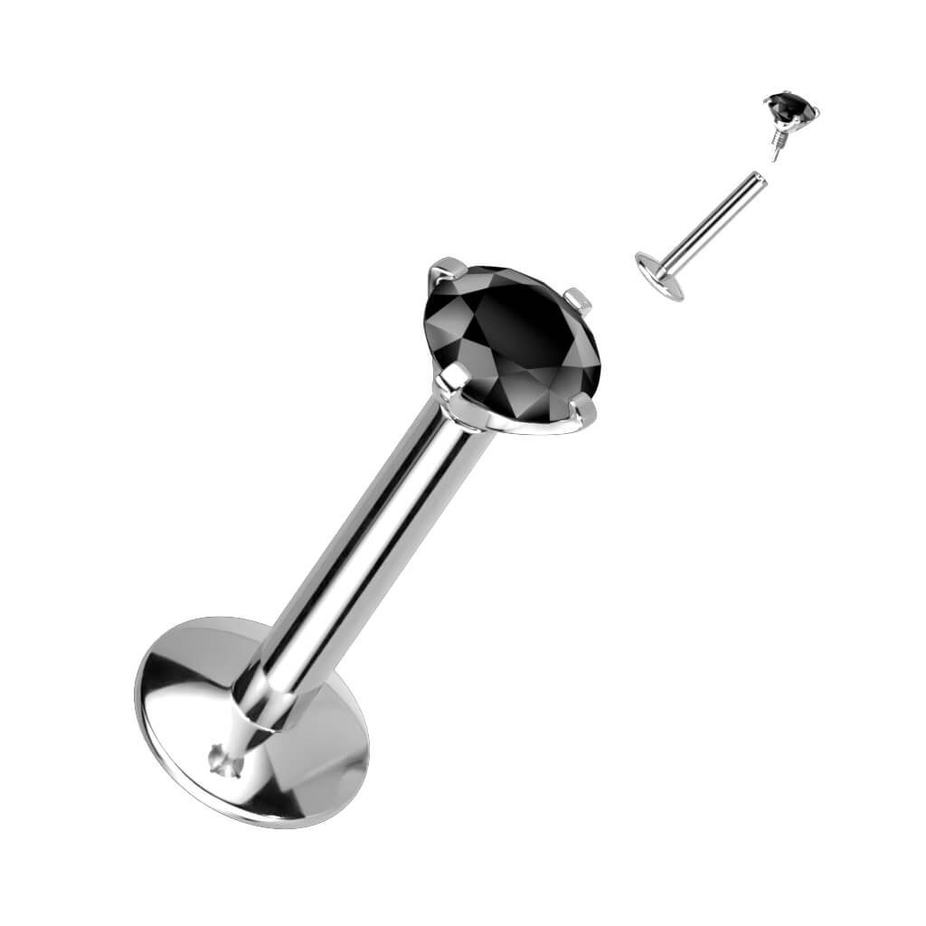 Titane Labret Zircone Filetage Interne