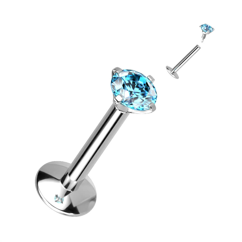 Titane Labret Zircone Filetage Interne