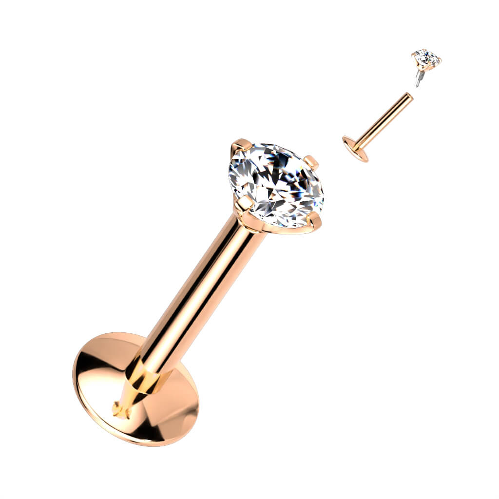 Titane Labret Zircone Filetage Interne