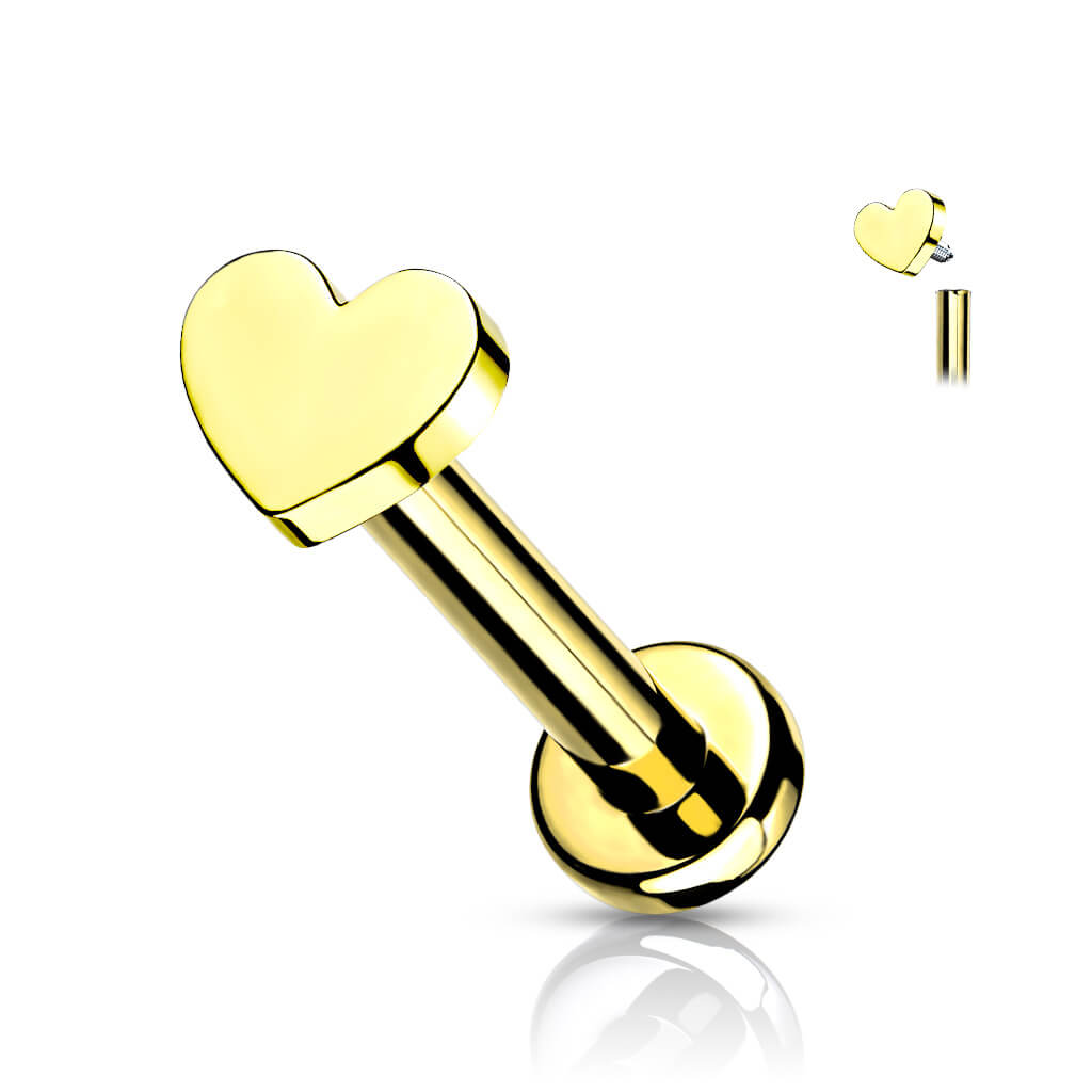 Titane Labret Cœur Plat Filetage Interne