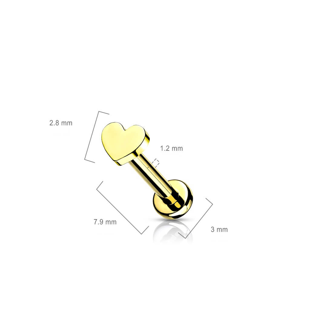 Titane Labret Cœur Plat Filetage Interne
