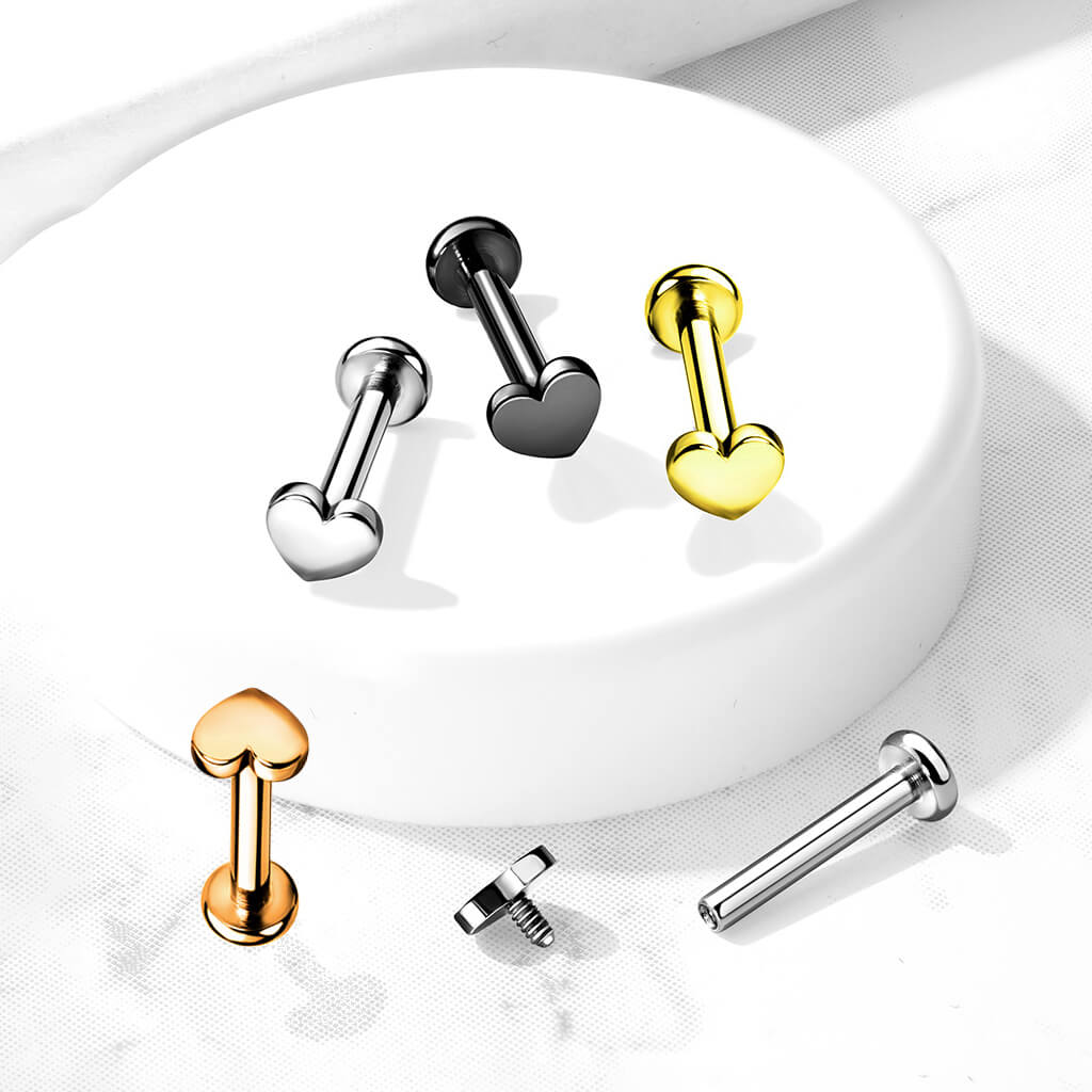 Titane Labret Cœur Plat Filetage Interne