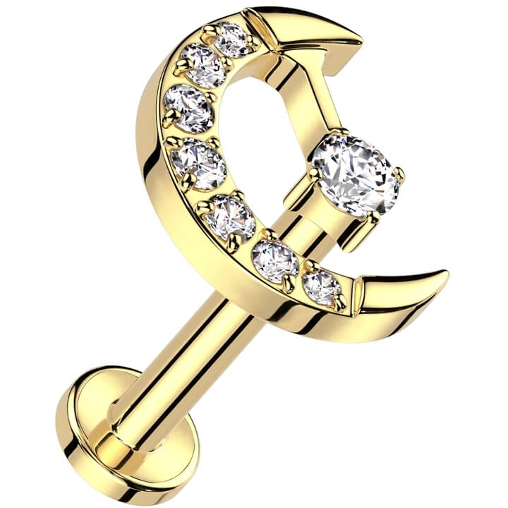 Titanium Labret moon zirconia Internally Threaded