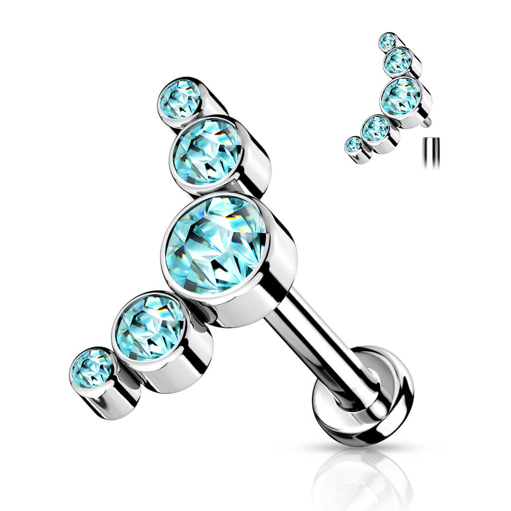 Titan Labret 5 Zirkonia Flach Silber Innengewinde