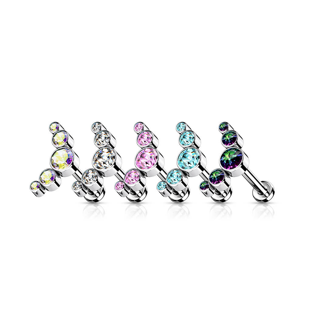 Titan Labret 5 Zirkonia Flach Silber Innengewinde