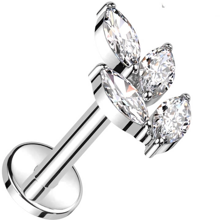 Titane Labret Liane Zircone Filetage Interne