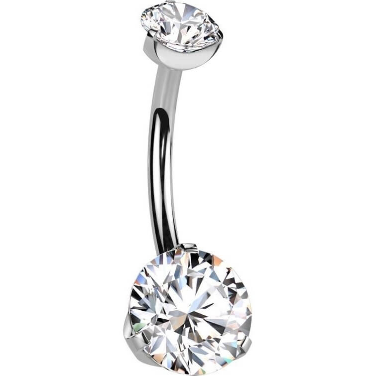 Titane Piercing Nombril Zircone Filetage Interne
