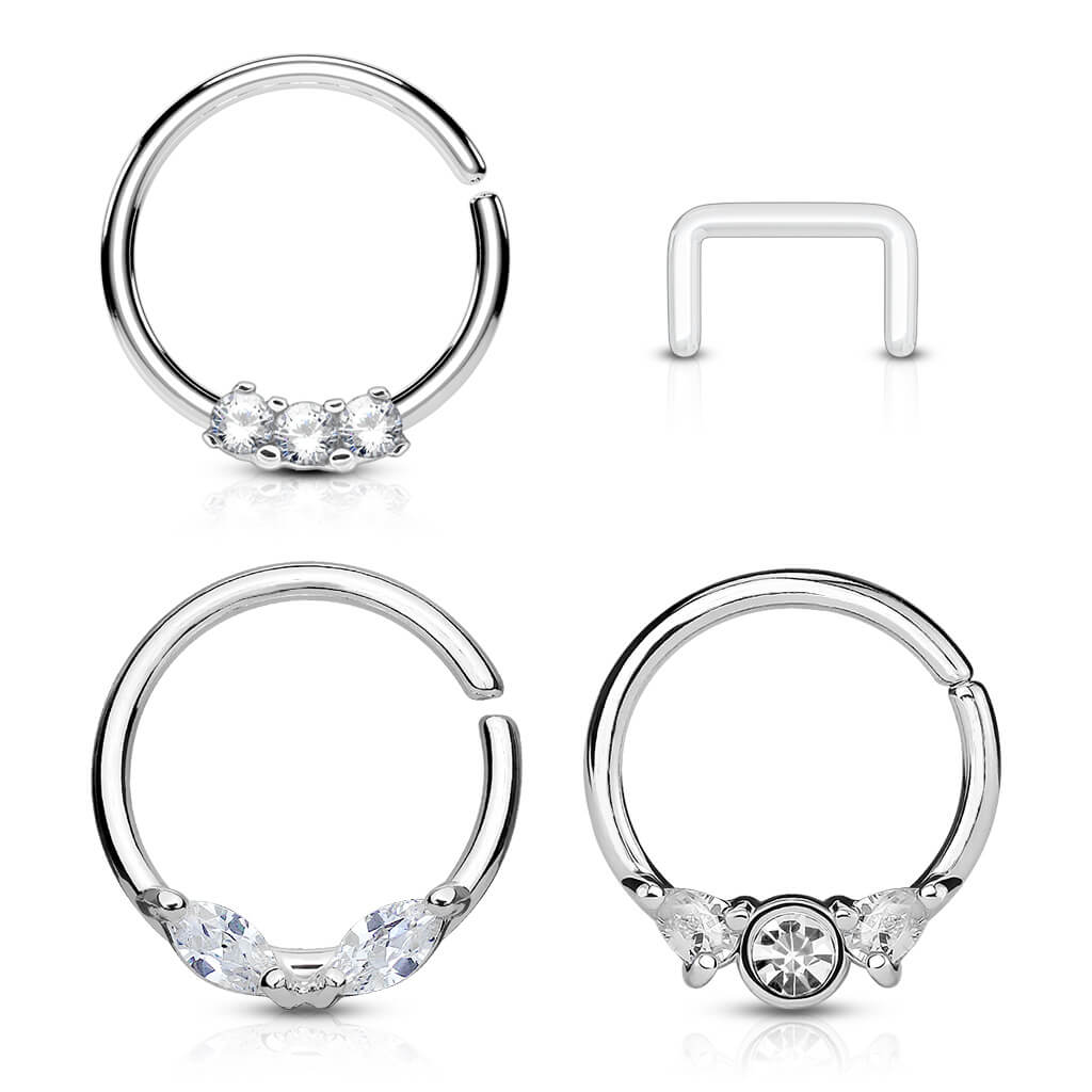 Piercing Septum Retainers/Anelli in oro e zirconi Pieghevole