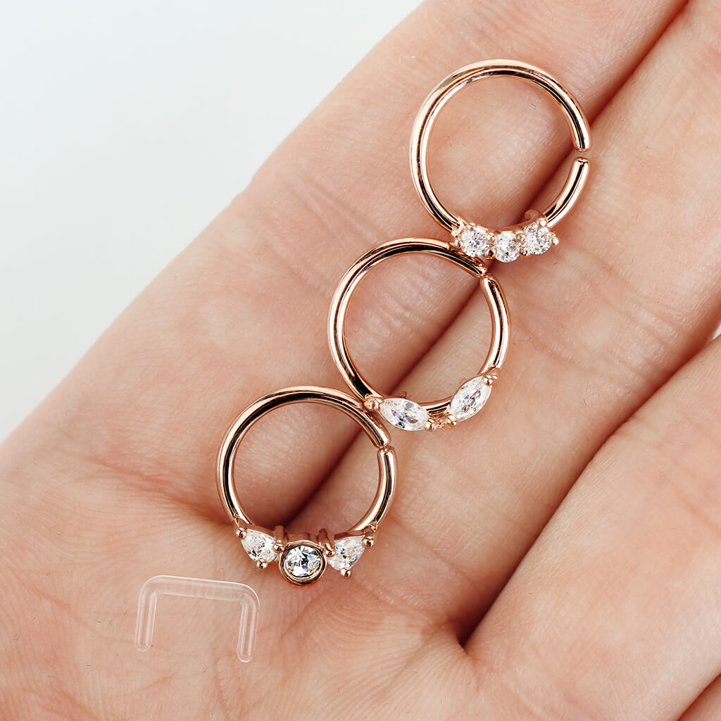 Piercing Septum Retainers/Anelli in oro e zirconi Pieghevole