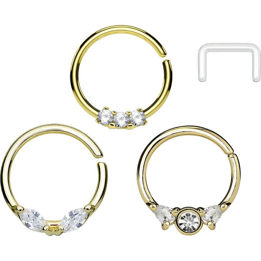 Piercing Septum Retainers/Anelli in oro e zirconi Pieghevole