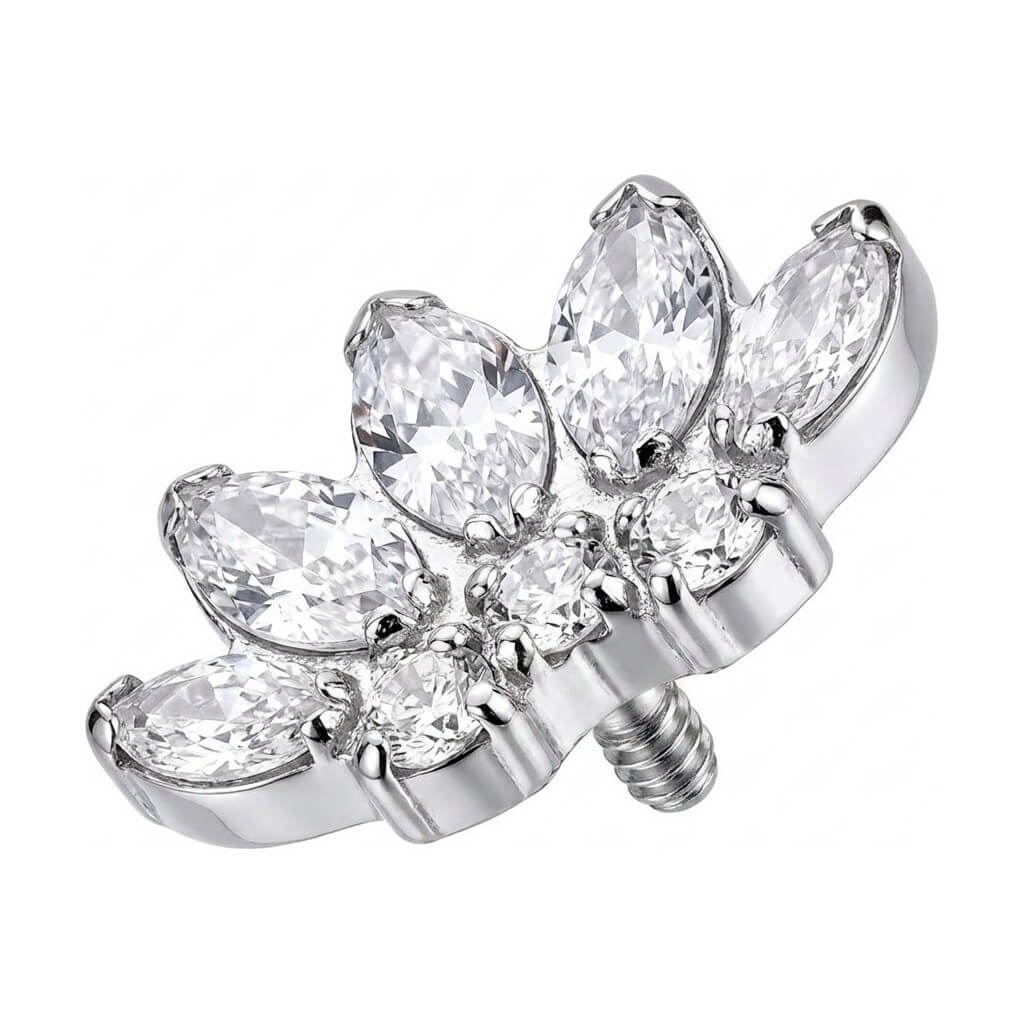 Titanium Top Marquise Zirconia Lotus Flower Internally Threaded