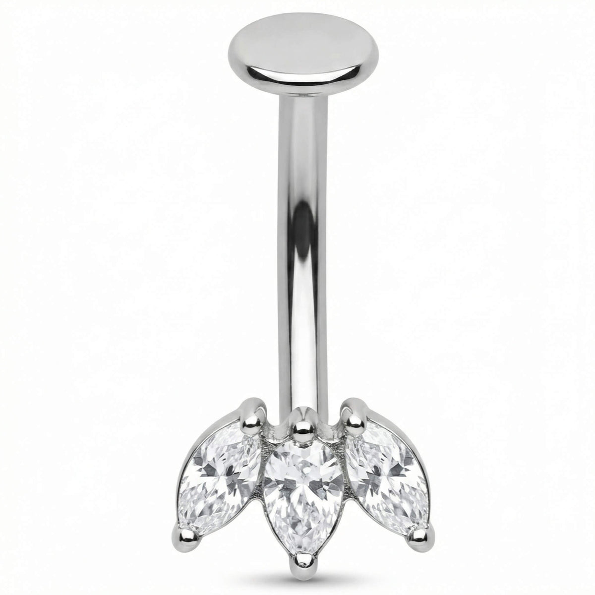 Titanium Belly Button Piercing Triple Marquise Petal Fan Push-In