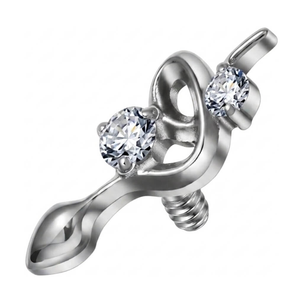 Titanium Top Treble Clef With Stones Internally Threaded