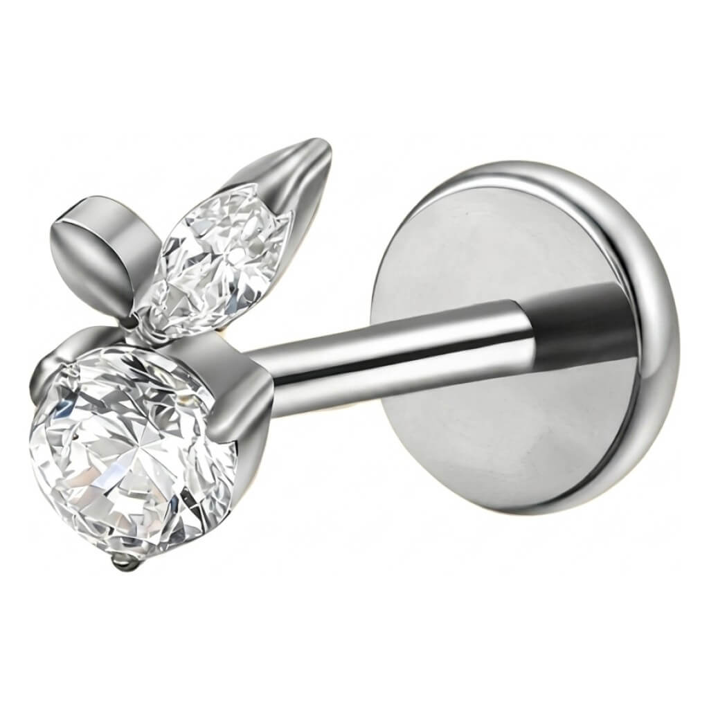 Titanium Labret Marquise Leaf Zirconia Internally Threaded