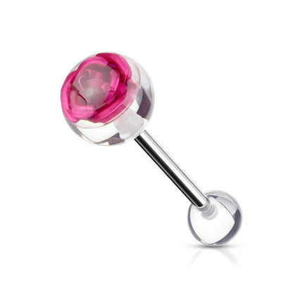 Tongue Barbell Acylic Rose