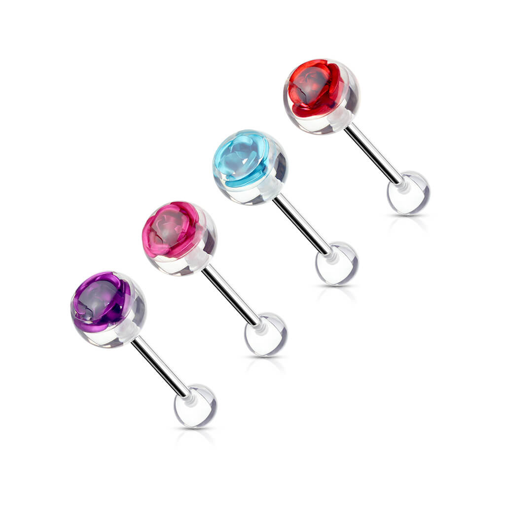 Zungenpiercing Acryl Rose