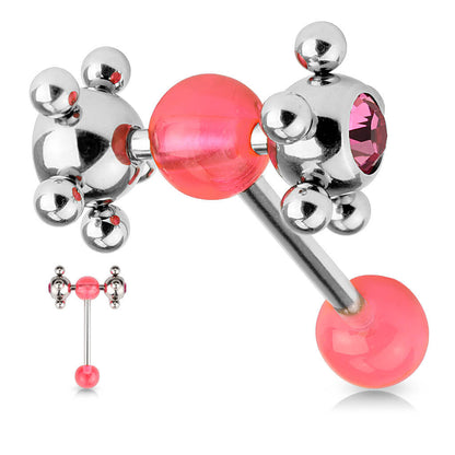 Tongue Barbell Acrylic Multi Steel Ball