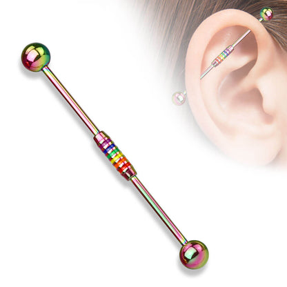 Industrial Barbell Rainbow Stripes