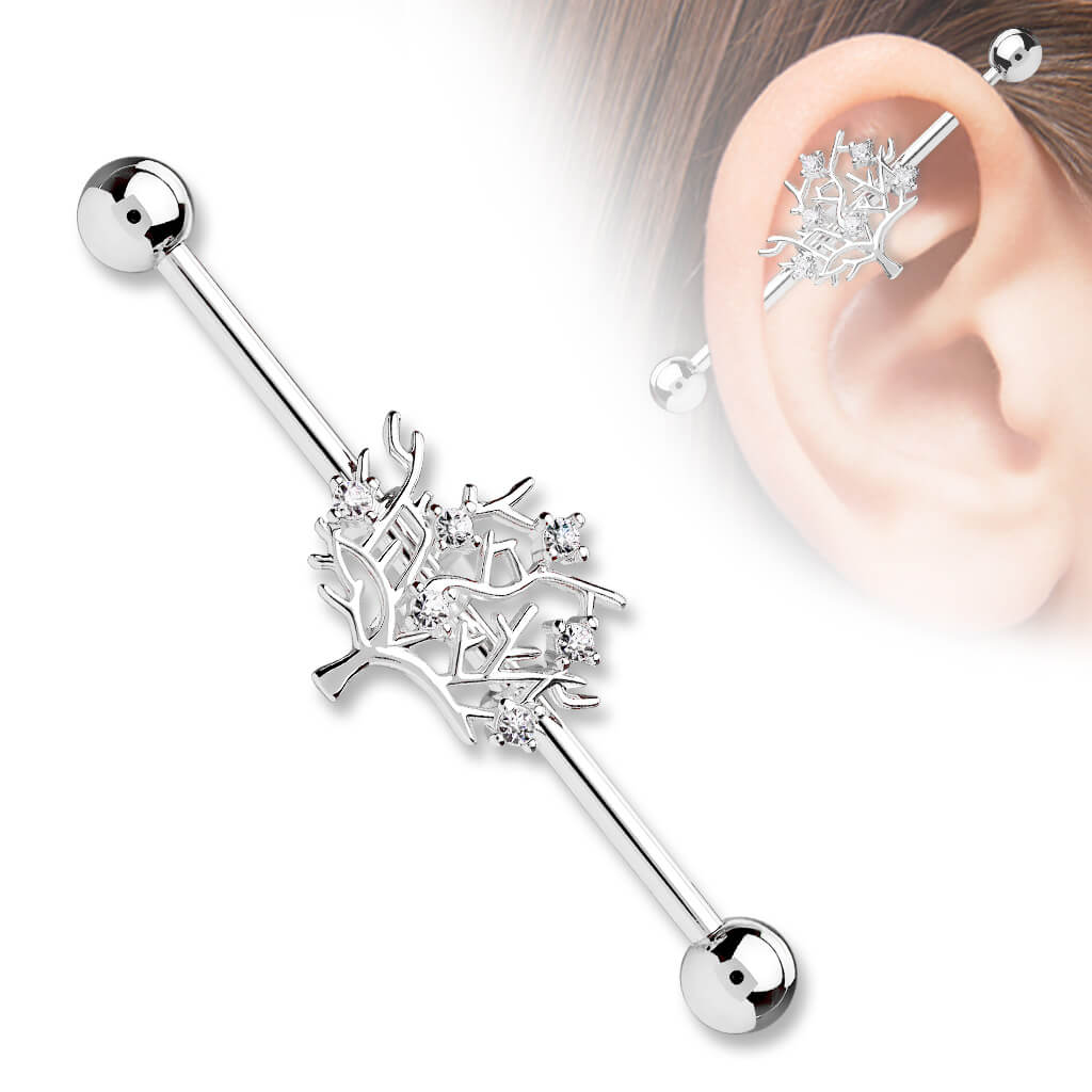 Industrial Barbell Life Tree Zirconia