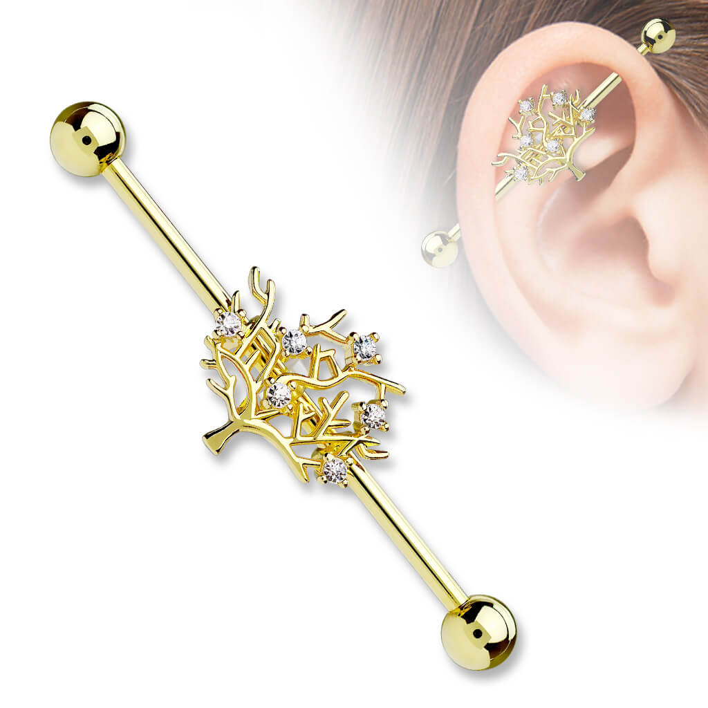 Industrial Barbell Life Tree Zirconia