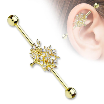 Industrial Barbell Life Tree Zirconia