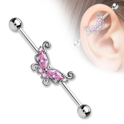 Industrial Barbell Butterfly Zirconia