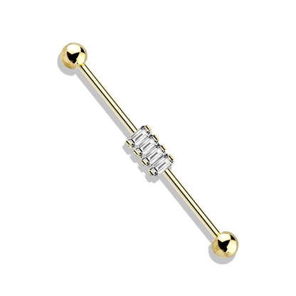 Industrial Barbell 4 Quadrate Zirkonia