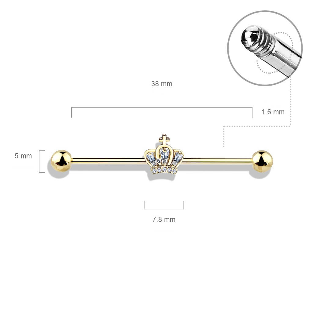 Industrial Barbell Krone Zirkonia