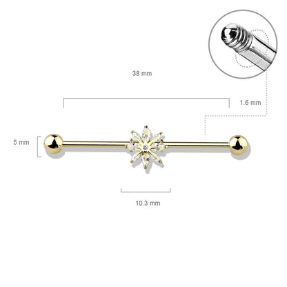 Industrial Barbell Snowflake Zirconia