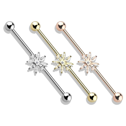 Industrial Barbell Snowflake Zirconia