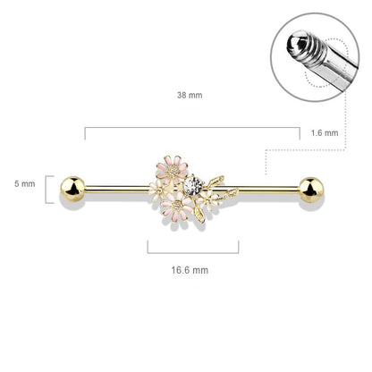 Barbell Industrial Fiori in zircone