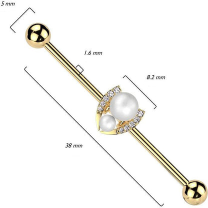 Barbell Industrial Herradura con Zirconitas