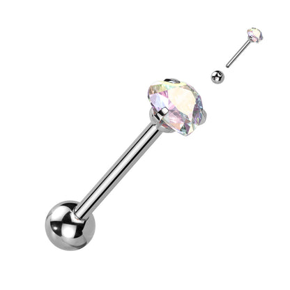 Tongue Barbell Heart Zirconia