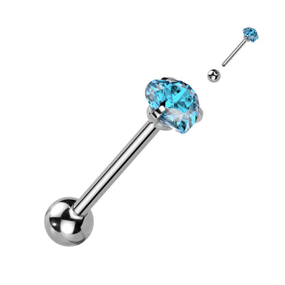 Tongue Barbell Heart Zirconia