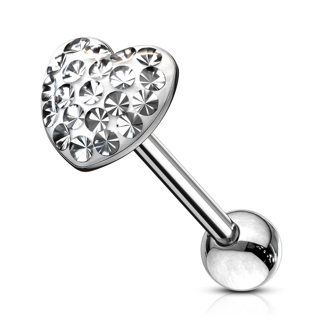 Tongue Barbell Heart Zirconia