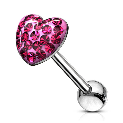 Tongue Barbell Heart Zirconia