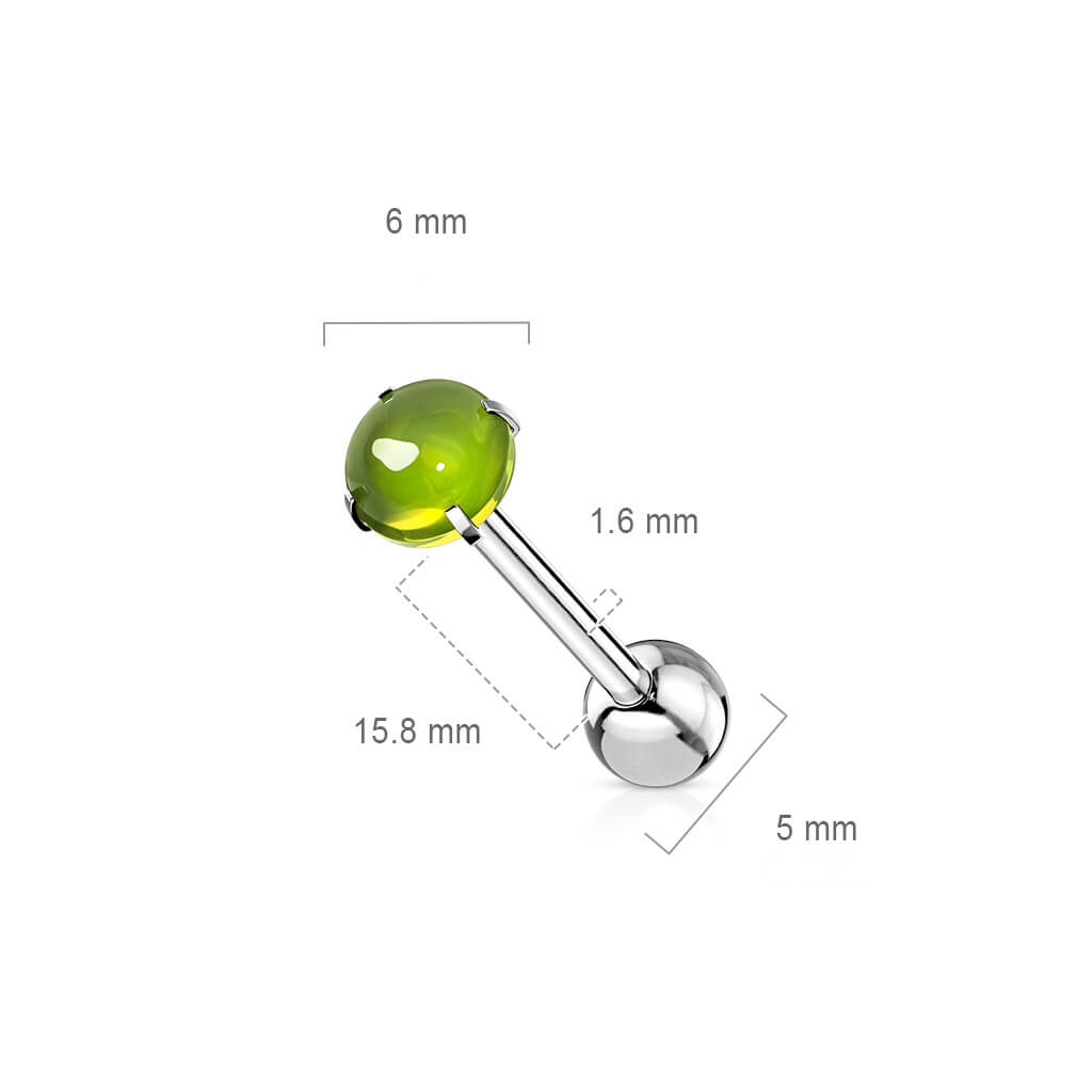 Barbell Lingua Cabochon in pietra