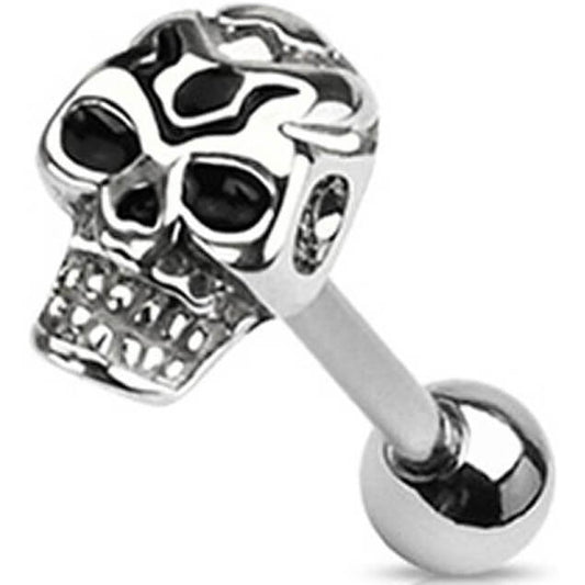 Barbell Totenkopf Silber