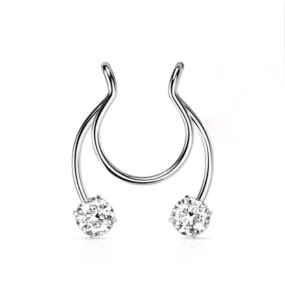 Faux Piercing au nez Fer à cheval Zirconia Pliable