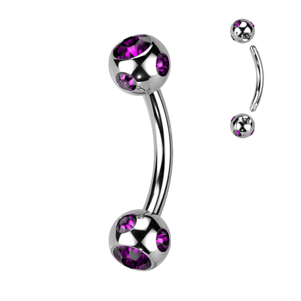 Piercing Sopracciglio Sfera d´argento con zircone