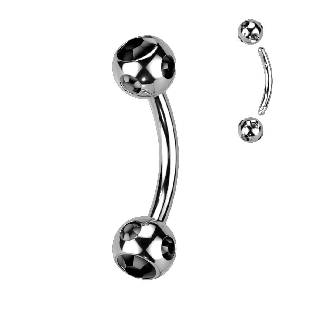 Eyebrow Piercing Ball Silver Zirconia