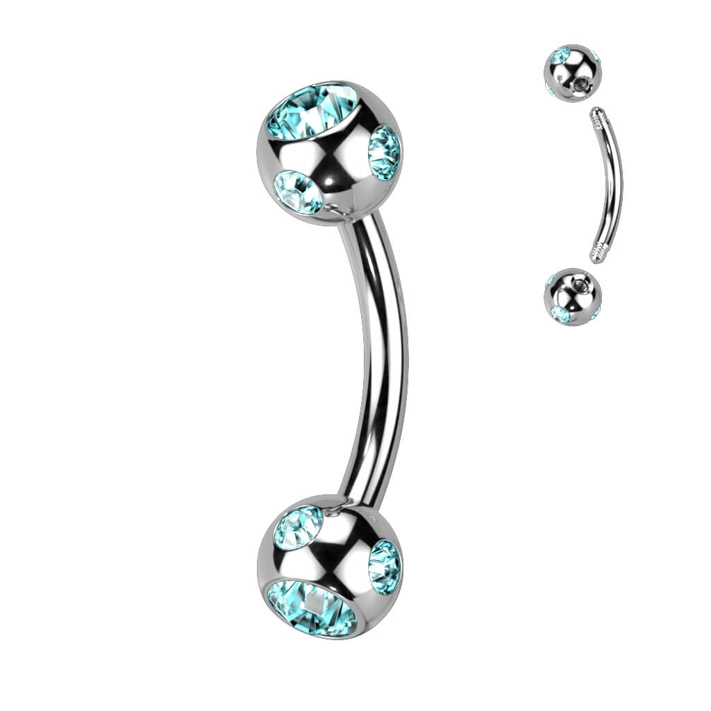 Eyebrow Piercing Ball Silver Zirconia