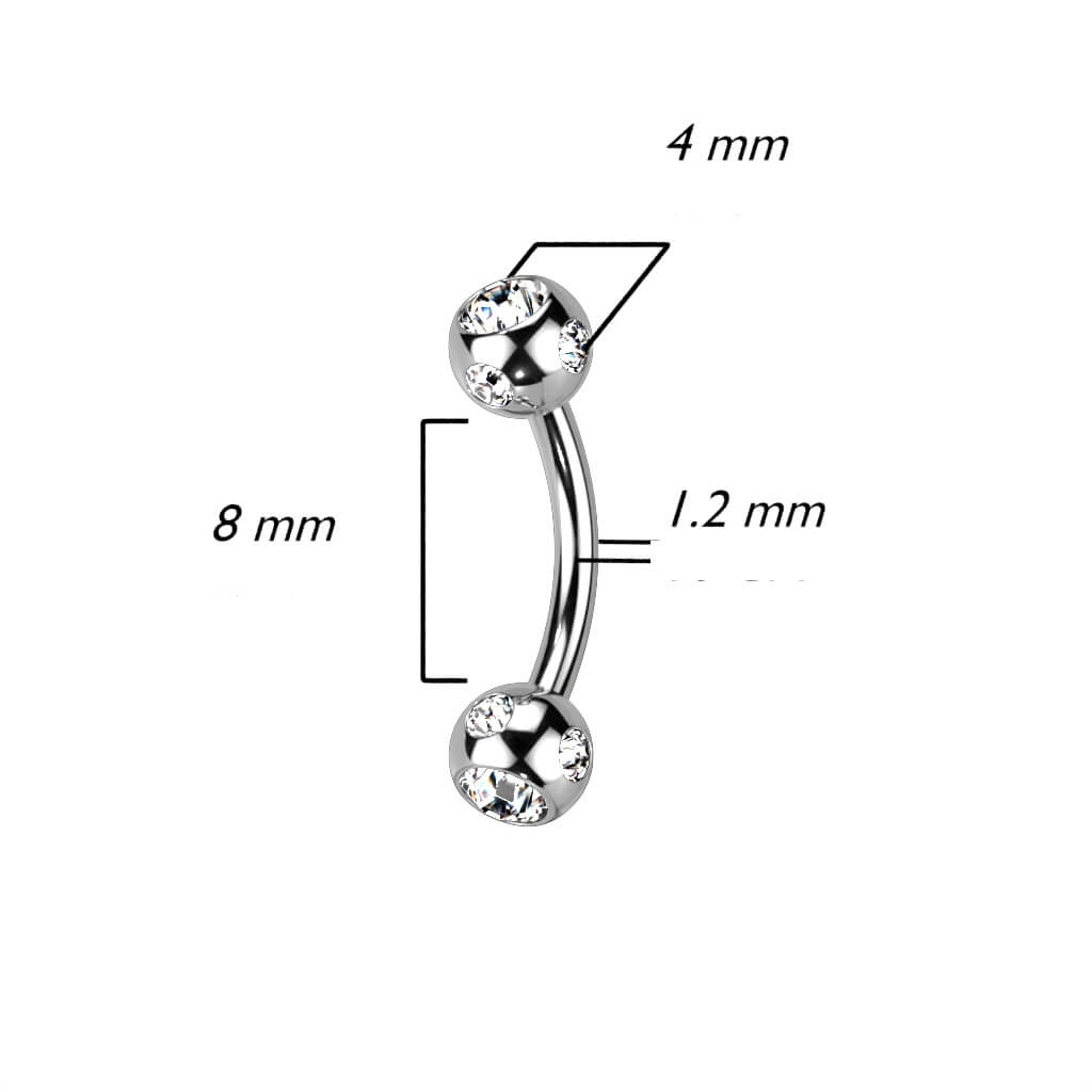 Augenbrauenpiercing Kugel Silber Zirkonia